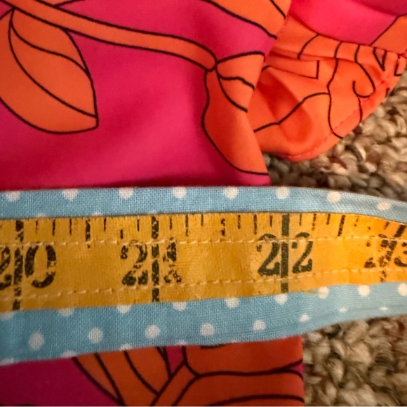 Hot pink and orange floral print dress featuring ruffled sleeves medium - Picture 10 of 11